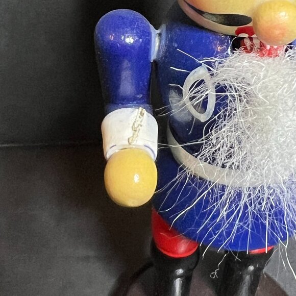 Hand Painted Blue Red White Wooden Football Player Nutcracker Christmas Ornament - Picture 4 of 8